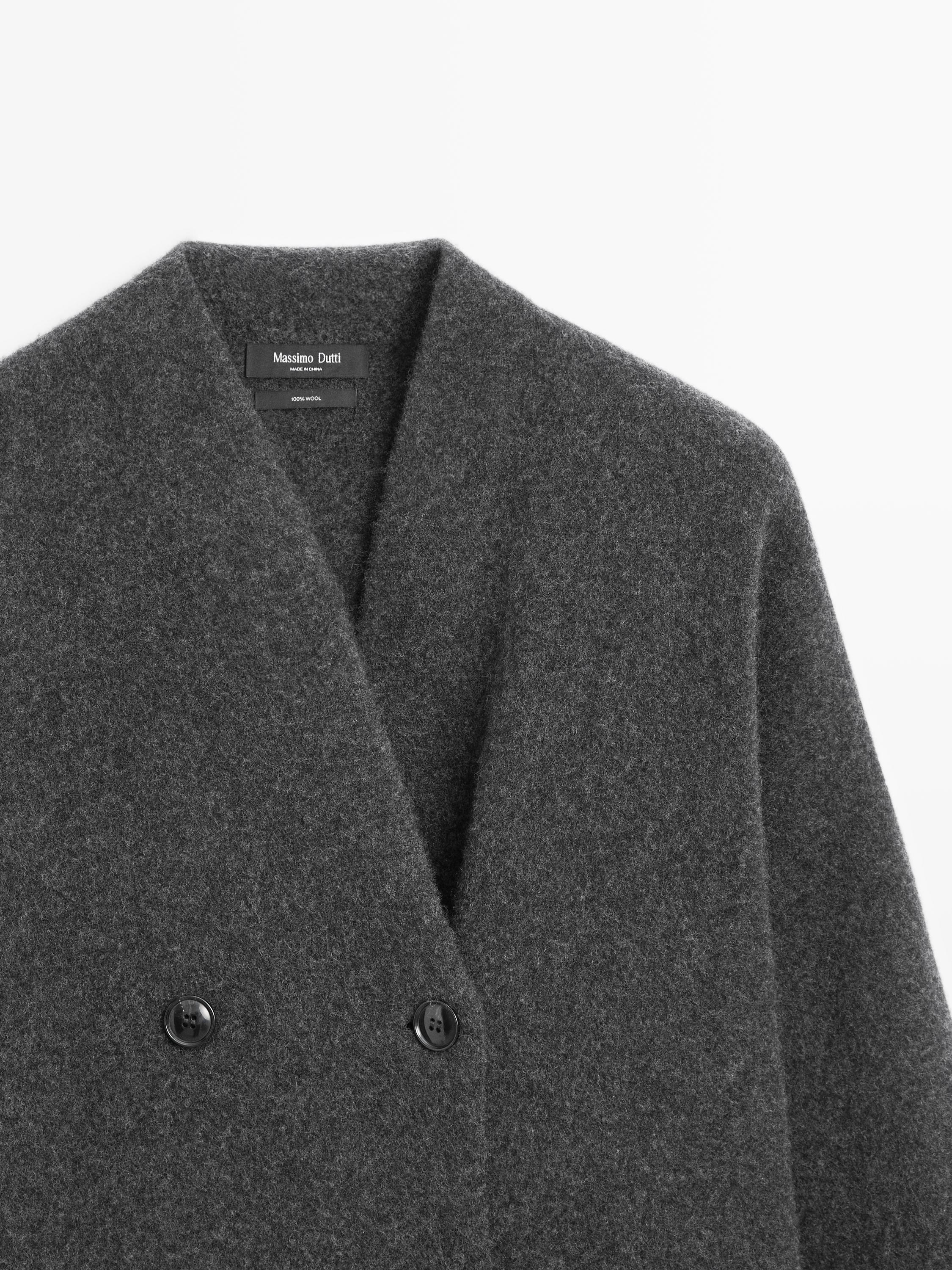 Long double-breasted wool cardigan